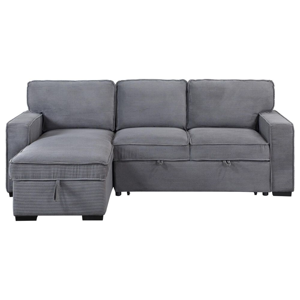 Modern Market Stationary Sofa Bed with Reversible Chaise in Light Grey, , large