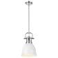 Golden Lighting Duncan 1-Light Small Pendant with Rod and Matte White Shade in Chrome, , large