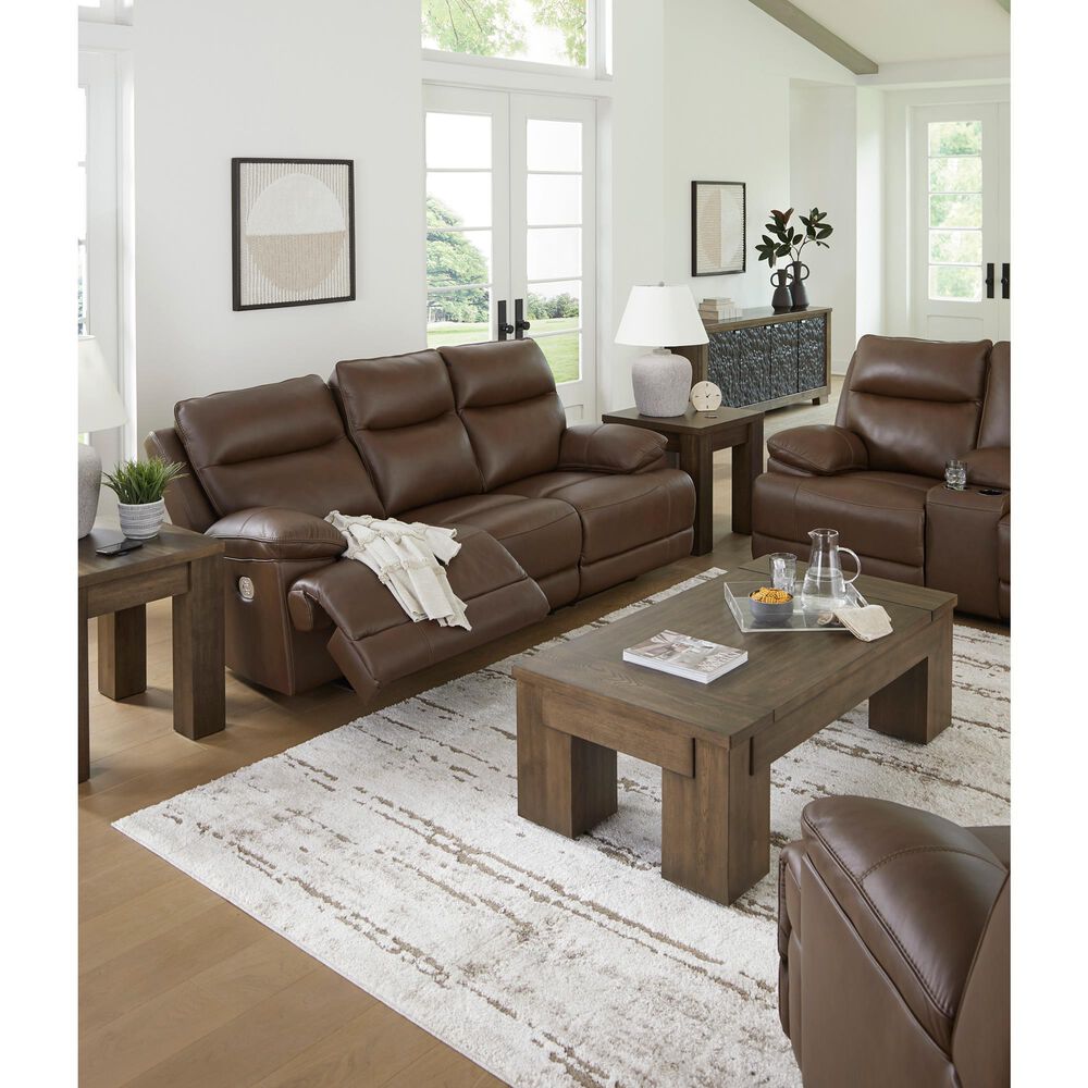 Ashley VonRyan Power Reclining Sofa with Adjustable Headrest in Tobacco, , large