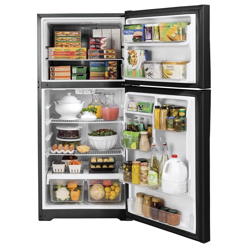 GE Appliances 19.2 Cu. Ft. Top Freezer Refrigerator with Reversible Door in Black, , large