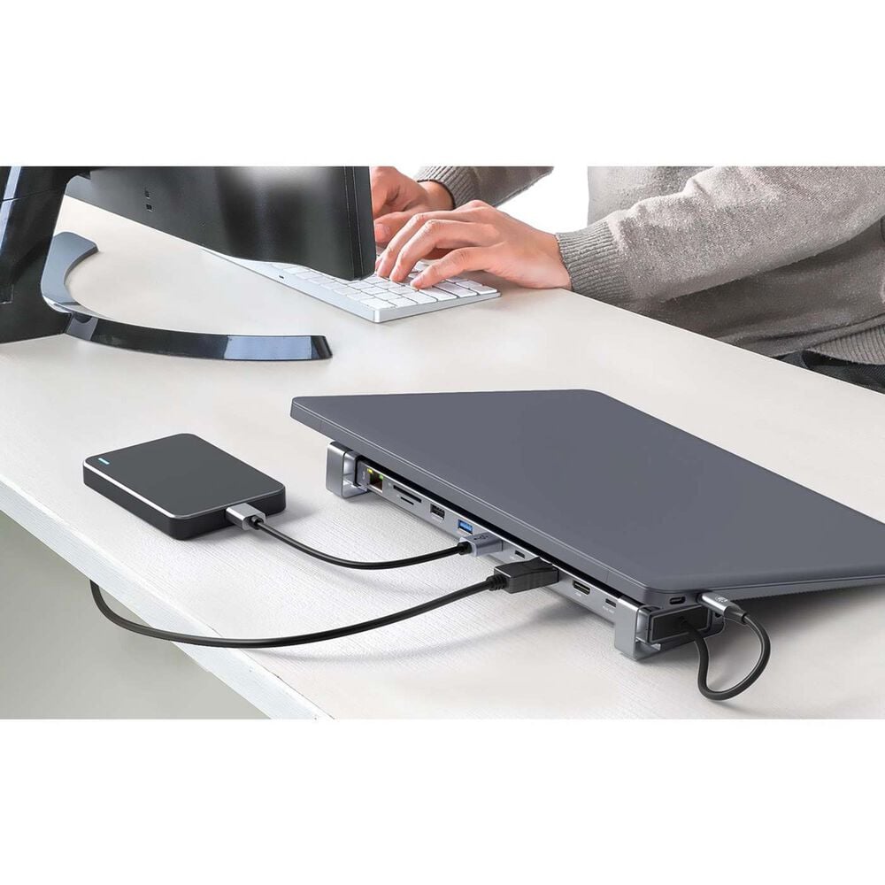 Manhattan USB-C PD 10-in-1 Dual-HDMI Monitor Docking Station /Multiport Hub in Silver, , large