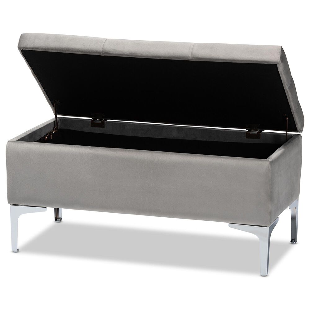 Baxton Studio Mabel Storage Ottoman in Grey, , large