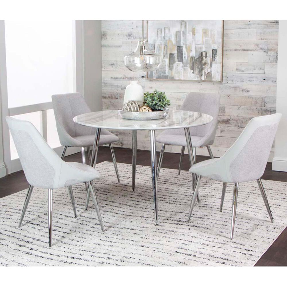 Penny Lane Idina Dining Table in Chrome and White, , large