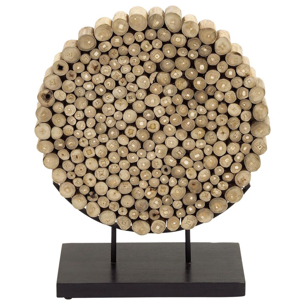 Maple and Jade Abstract Decorative Sculpture with Stand in Oiled Brown and Black, , large