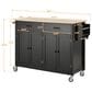 HOMLUX 54" Kitchen Island Cart with Solid Wood Top and Locking Wheels in Black, , large