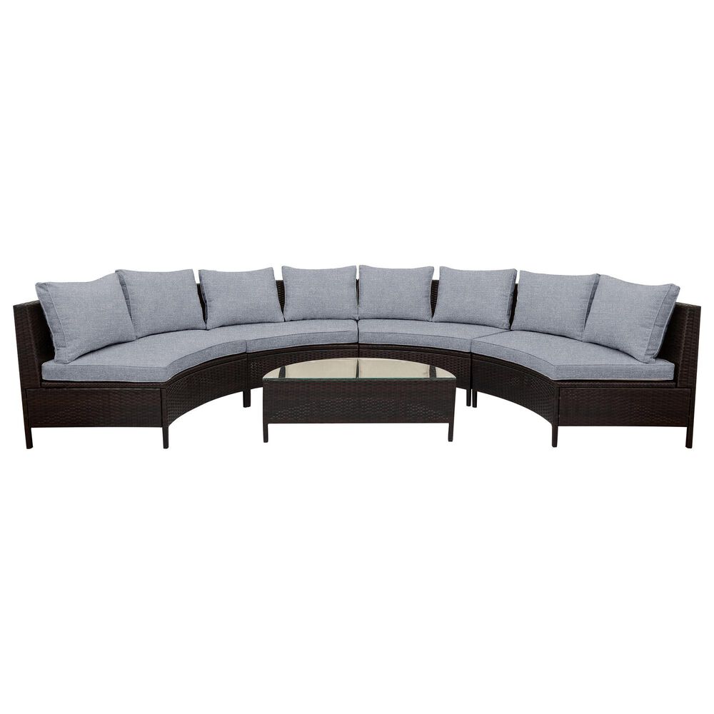 HOMLUX 5 Pieces All-Weather Brown PE Rattan Wicker Sofa Set in Grey, , large