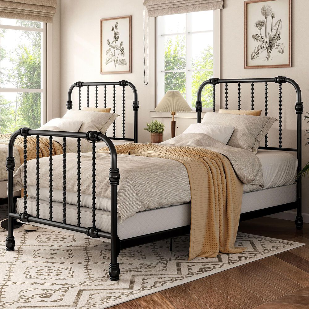 Furniture of America Wren Twin Spindle Kids Bed in Black, , large
