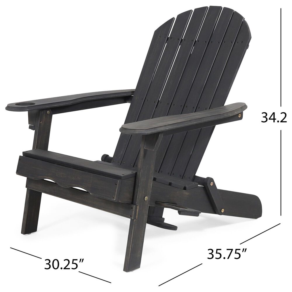 Hearth and Haven Bellwood Outdoor Folding Adirondack Chair in Dark Grey, , large