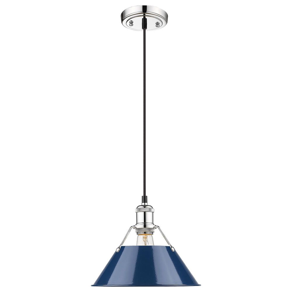 Golden Lighting Orwell 1-Light Medium Pendant with Matte Navy Shade in Chrome, , large