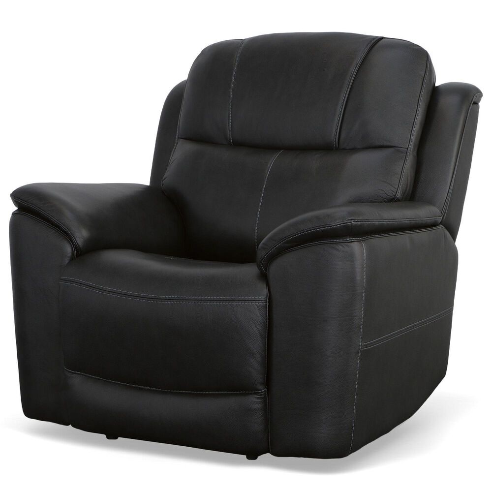 Flexsteel Crew 2-Piece Leather Power Reclining Living Room Set in Raven, , large