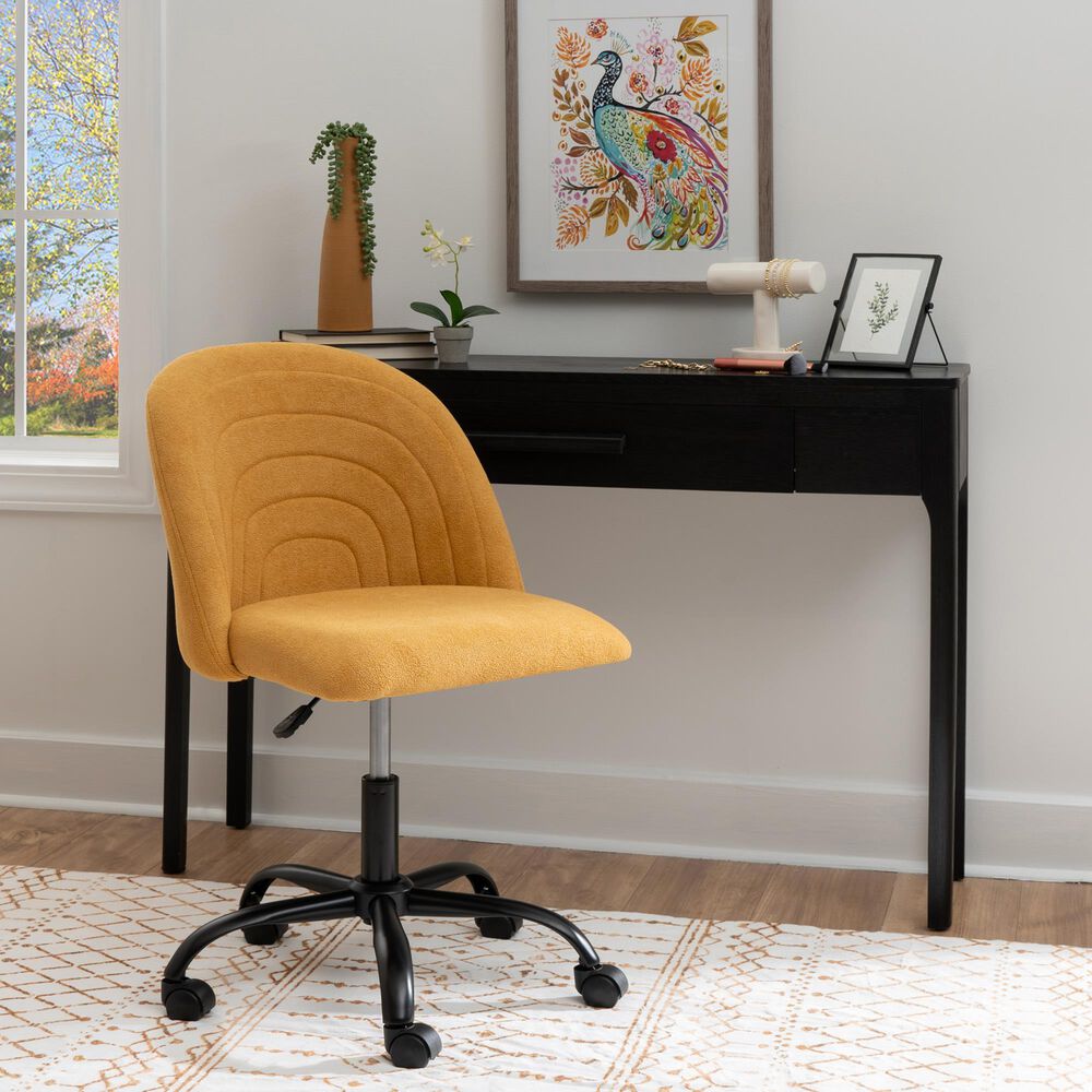 Linon Home Decor Skyla Swivel Office Chair in Yellow, , large