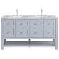 James Martin Vanities Breckenridge 60" Double Bathroom Vanity in Serenity Blue with 3 cm Carrara White Marble Top and Rectangular Sinks, , large
