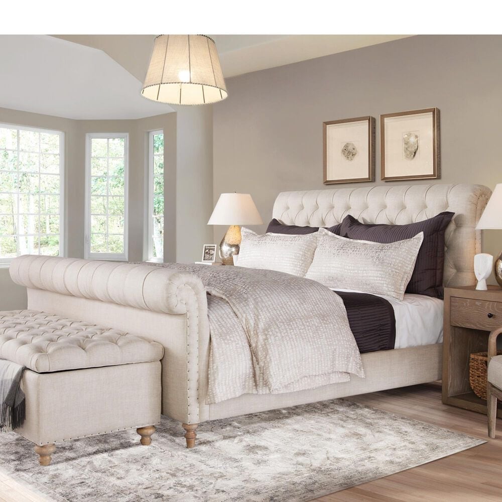 Vintage Furnishings Finn King Sleigh Bed in Amore Beige, , large
