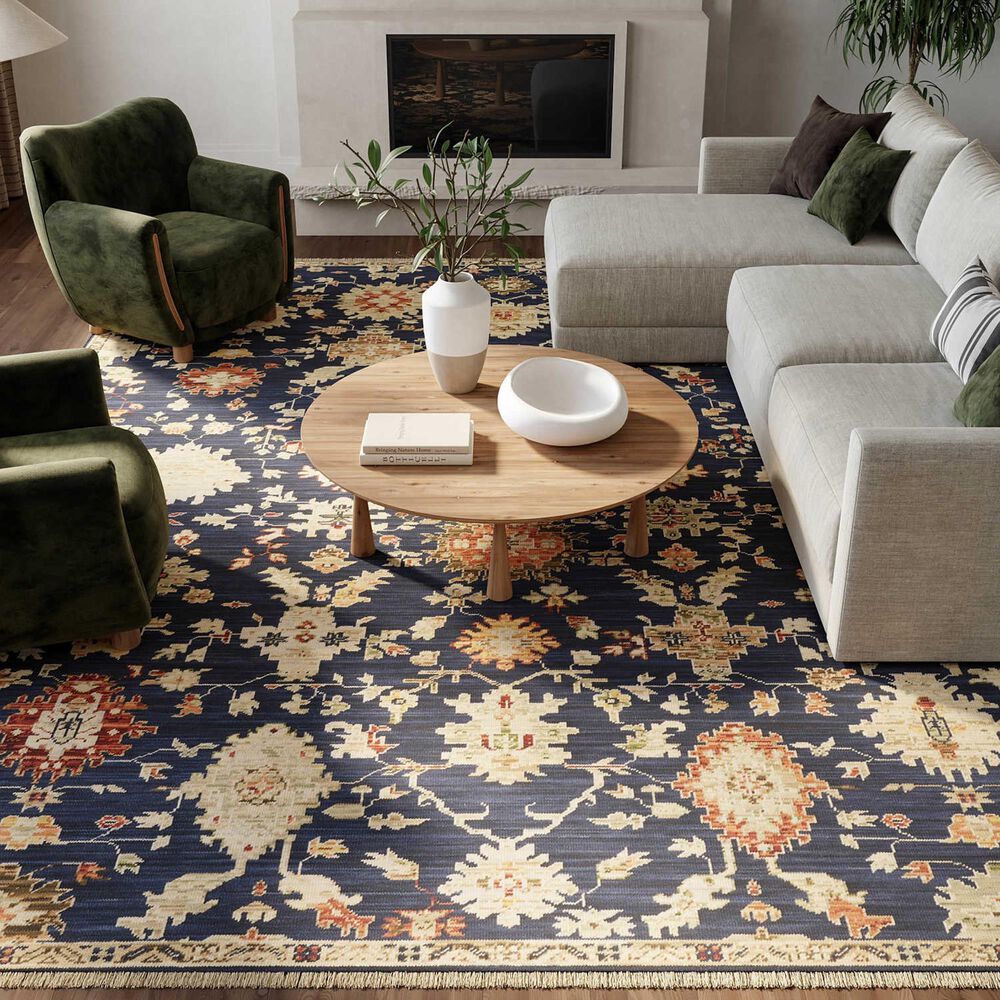 Nourison Antique Bloom Navy 5'6" x 8'6" Area Rug, , large
