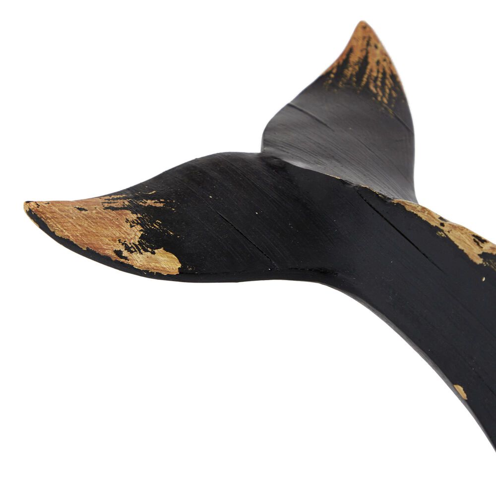 Maple and Jade 7&quot; x 24&quot; Whale Sculpture in Distressed Black, , large