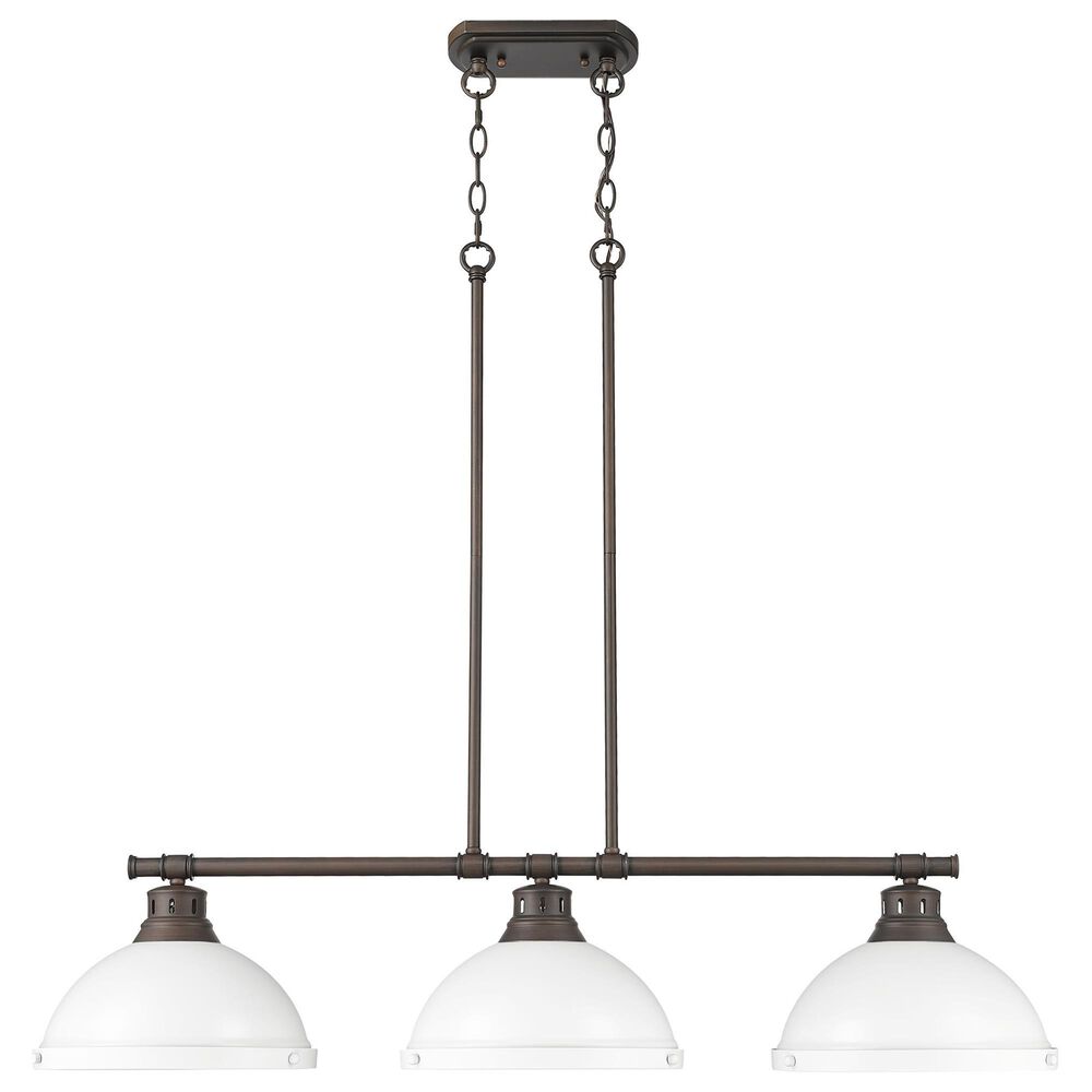 Golden Lighting Duncan 3-Light Pendant with Matte White Shade in Rubbed Bronze, , large