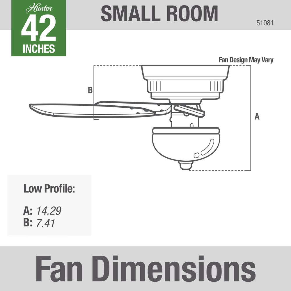 Hunter Newsome Low Profile 42&quot; Ceiling Fan with Frosted Amber Lights in Premier Bronze, , large