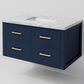 Lexora Home Castor 36" Single Bathroom Vanity in Blue with 2 cm White Carrara Marble Top and Rectangular Sink, , large