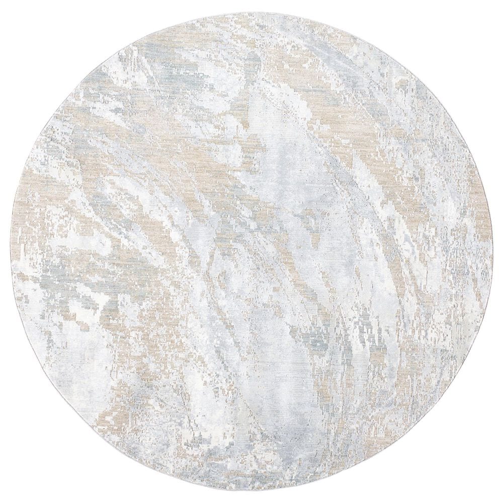 Surya Brunswick Cream, Taupe, Tan, Light Slate, Blue and Gray 7&#39;10&quot; Round Area Rug, , large