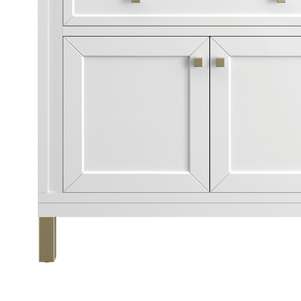 James Martin Vanities Chicago 36&quot; Single Bathroom Vanity in Glossy White with Single Hole 3 cm White Zeus Quartz Top and Rectangular Sink, , large