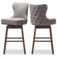 Baxton Studio Gradisca Swivel Bar Stool with Grey Cushion in Dark Walnut (Set of 2), , large