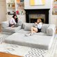 Jaxx Unsofa Stationary Sofa in Light Grey, , large