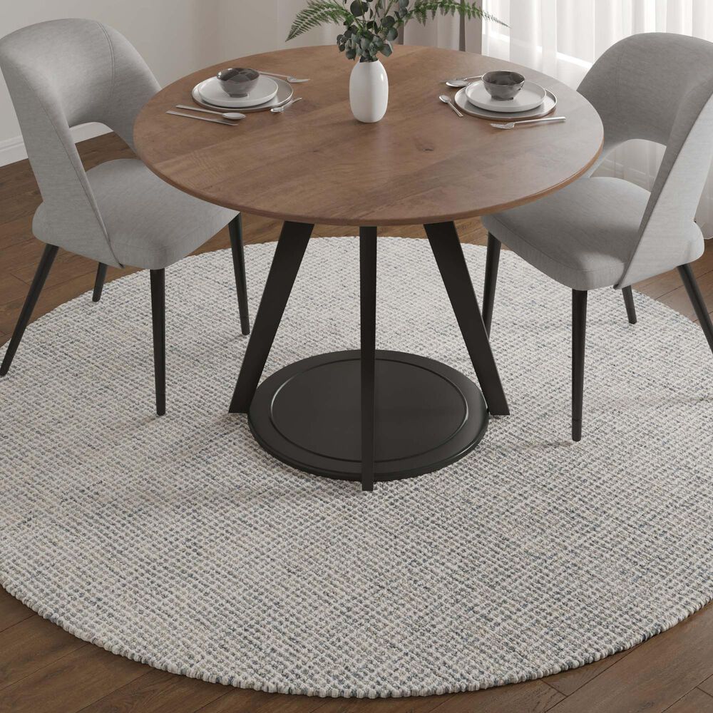 L&amp;R Resources Criss Cross Ivory and Stone Blue 6&#39; Round Area Rug, , large