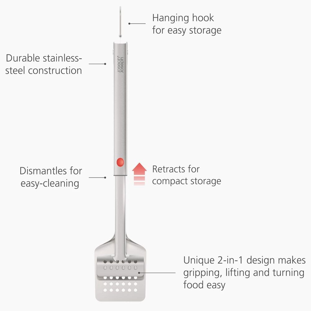 Joseph Joseph GrillOut BBQ Turner Tongs with Retractable Head in Stainless Steel, , large