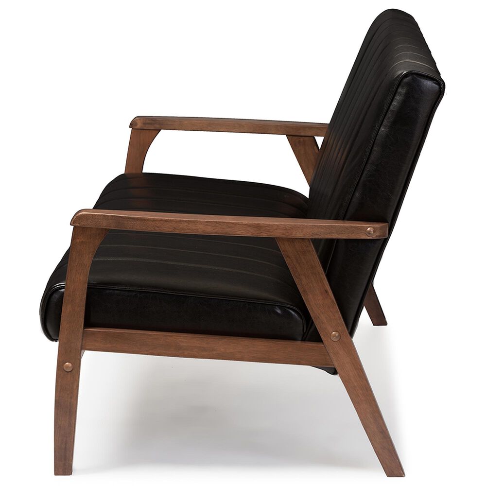 Baxton Studio Nikko Stationary Sofa in Black, , large