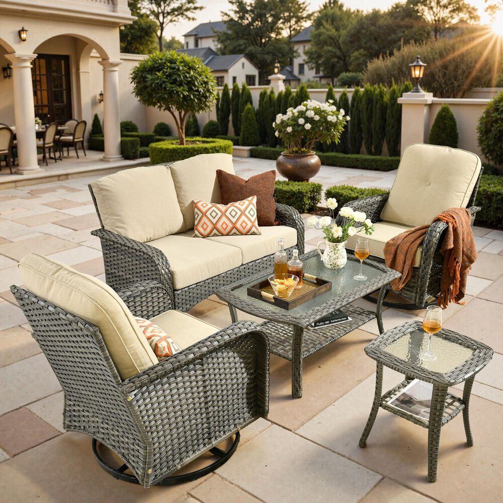 HOMLUX 6-Piece Patio Conversation Set in Beige, , large