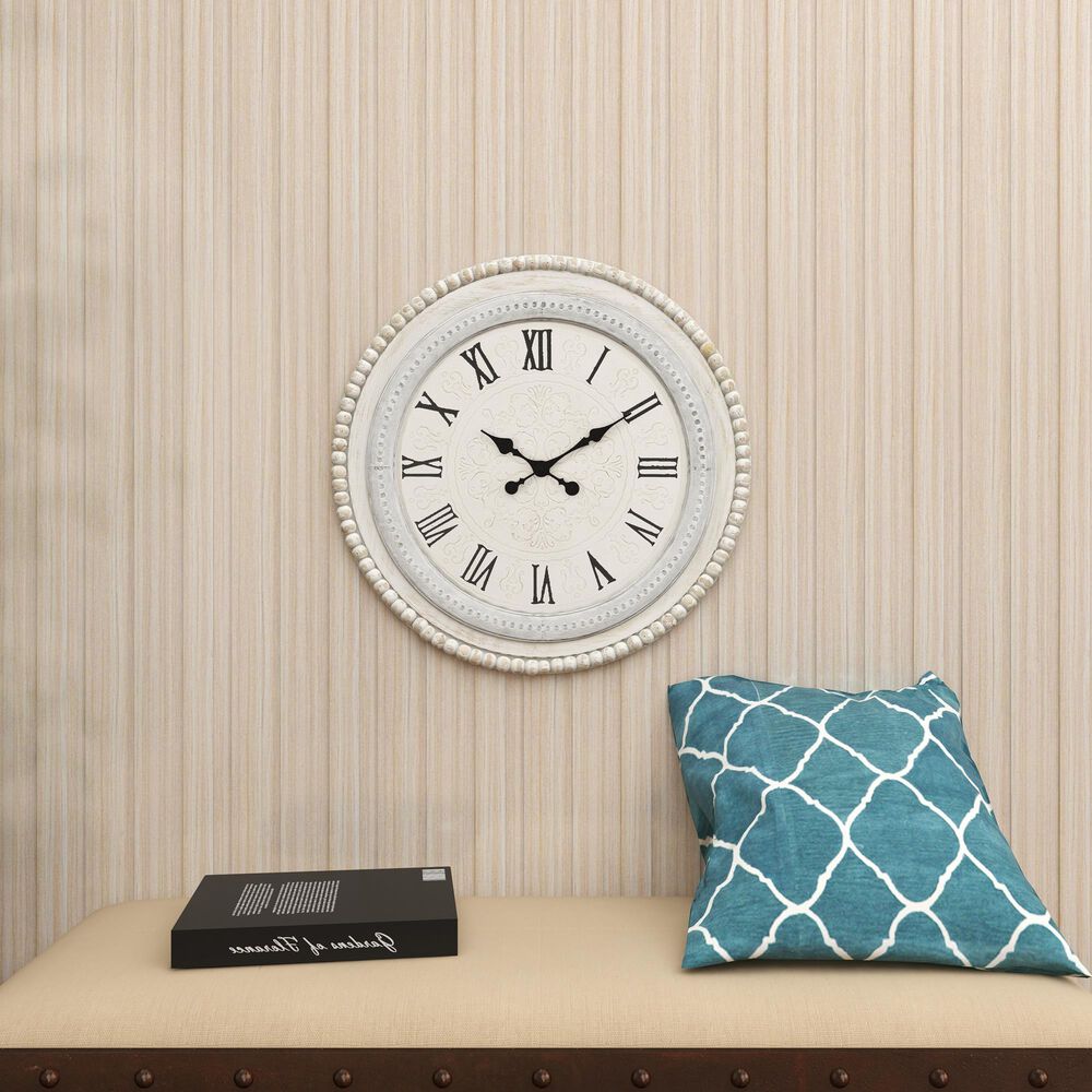 Maple and Jade 22&quot; Wall Clock in White, , large