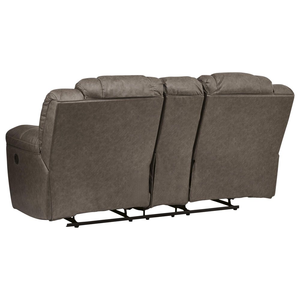 Ashley Lowilla Manual Double Reclining Loveseat with Console in Driftwood, , large