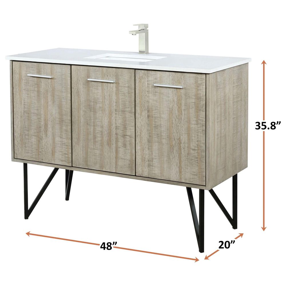 Lexora Home Lancy 48&quot; Single Bathroom Vanity in Rustic Acacia with 2 cm White Cultured Marble Top and Rectangular Sink, , large
