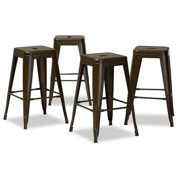 Baxton Studio Horton Stackable Counter Stool in Grey (Set of 4), , large