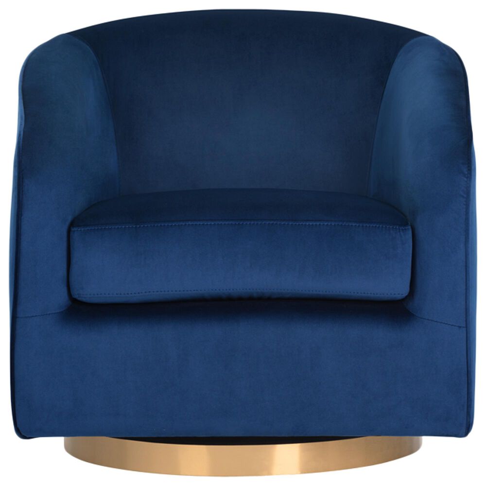 37B Hazel Swivel Lounge Chair in Navy Blue Sky Velvet, , large