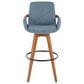 Lumisource Cosmo Swivel Barstool with Blue Noise Cushion in Walnut and Black, , large