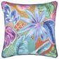 J. Queen Bold Hanalei 18" Square Throw Pillow in Aqua, Orange, Pink, and Blue, , large