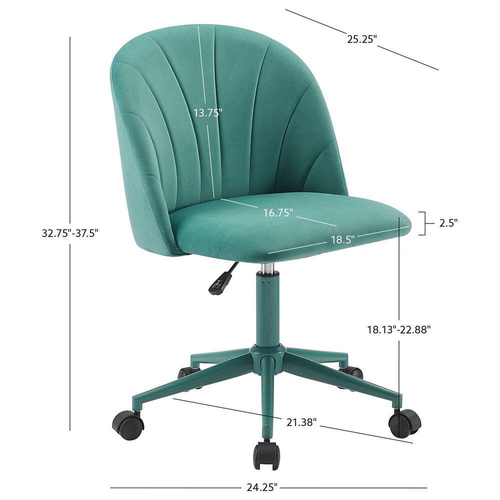 Linon Home Decor Adalynn Swivel Desk Chair in Aqua, , large