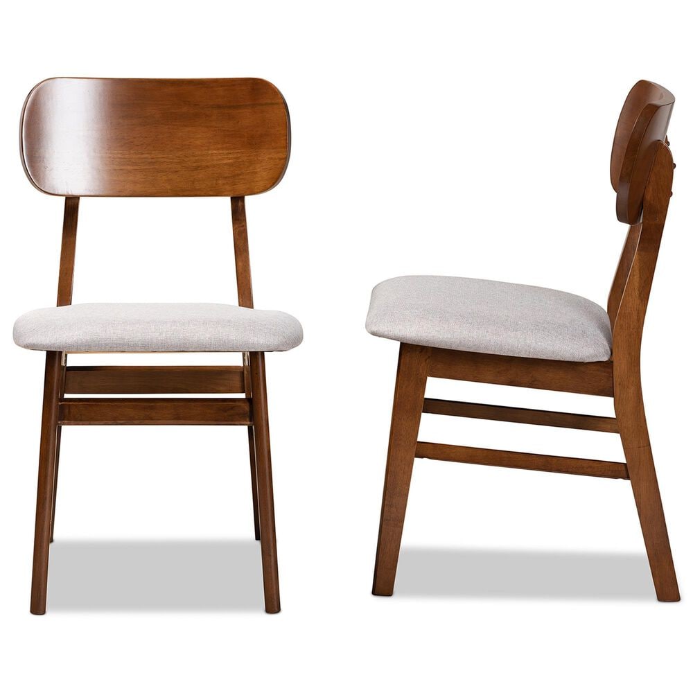 Baxton Studio Euclid Side Chair with Grey Cushion in Walnut Brown (Set of 2), , large