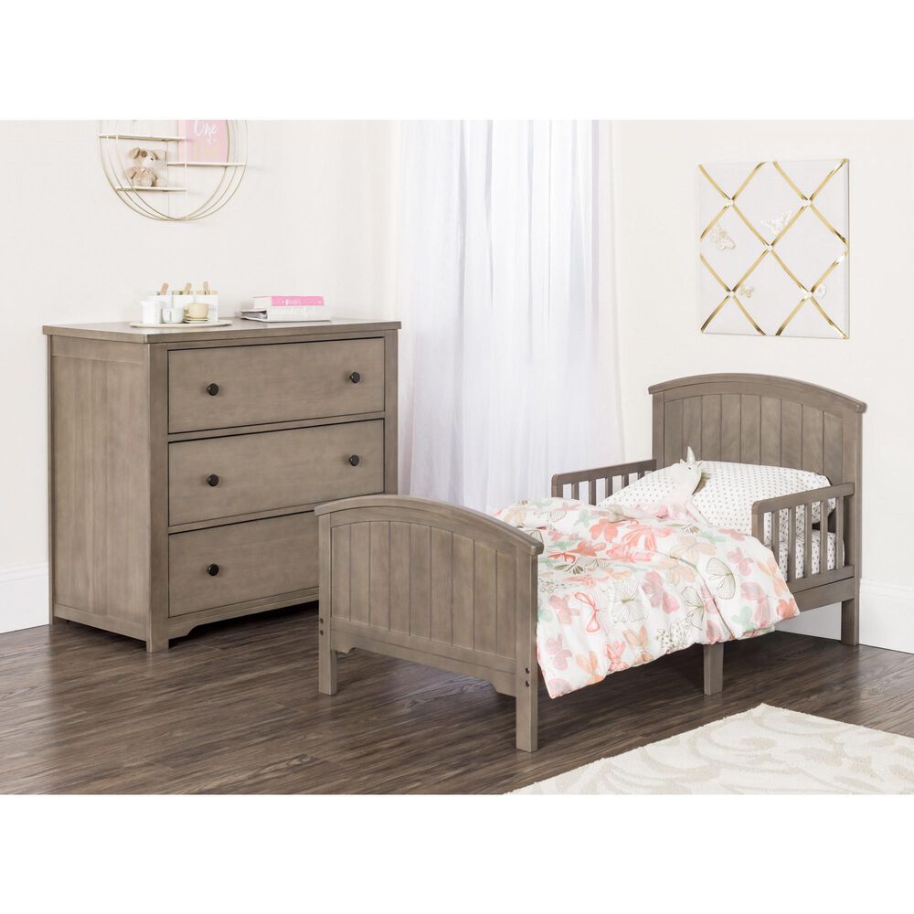 Foundations Worldwide Hampton Toddler Bed with Rails in Dusty Heather, , large