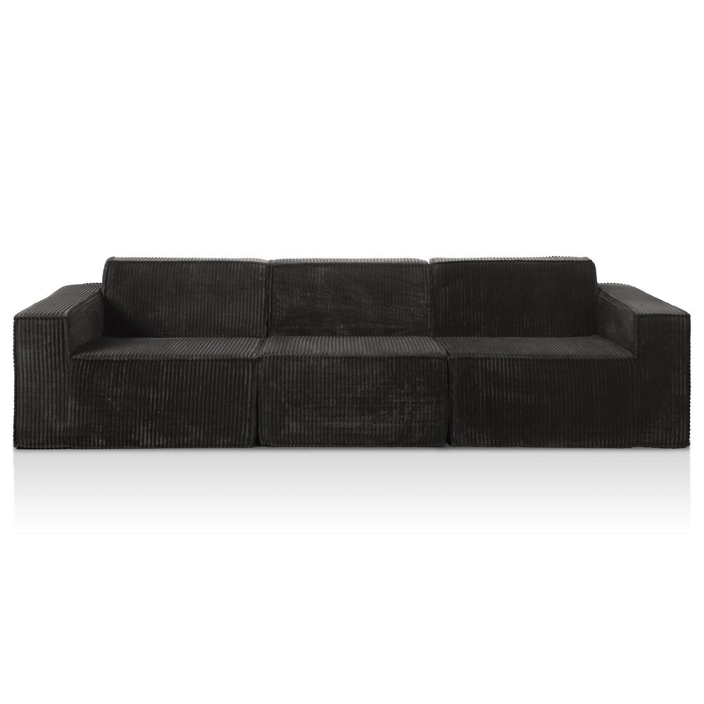 Furniture of America Facil 5-Piece Modular Track Arm Sofa Set in Black, , large