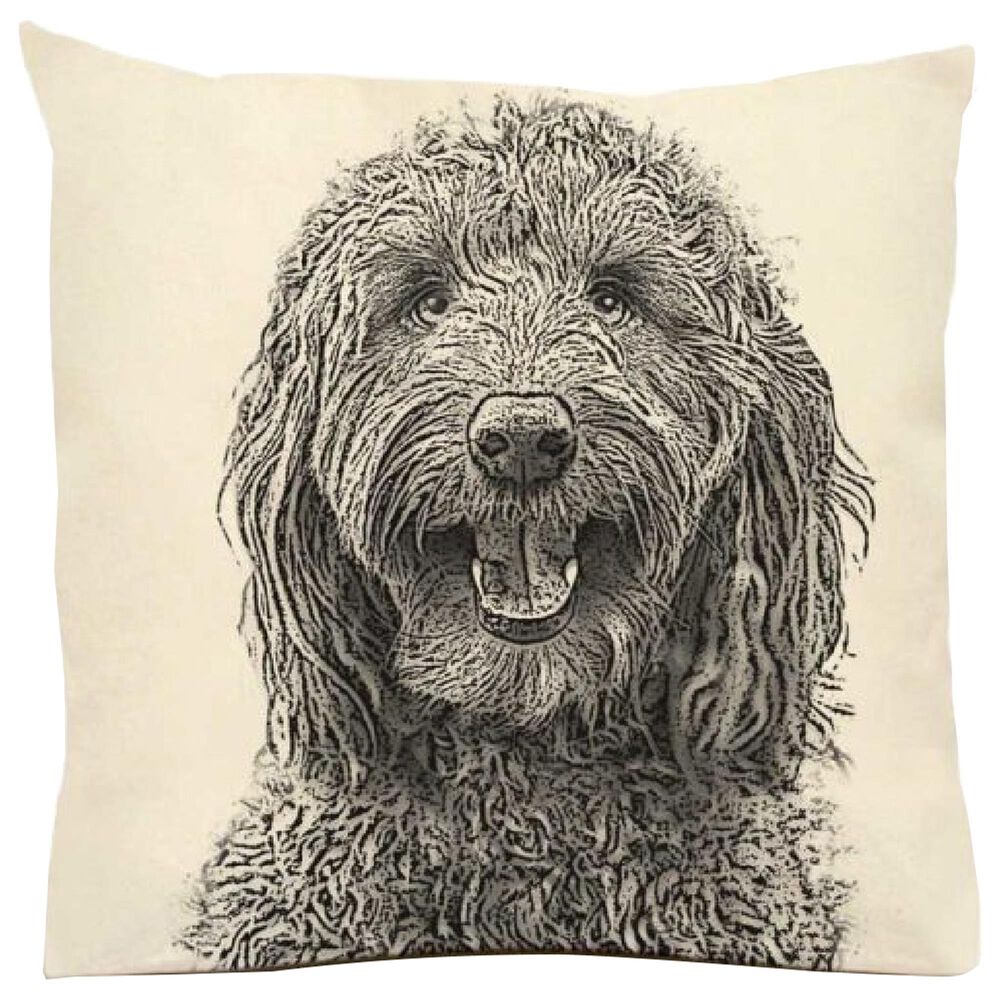 Eric & Christopher Dogs Labradoodle 20" x 20" Throw Pillow in Natural, , large