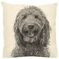 Eric & Christopher Dogs Labradoodle 20" x 20" Throw Pillow in Natural, , large
