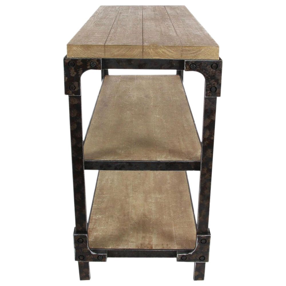 Maple and Jade 2-Shelf Console Table in Brown and Dark Rusted, , large