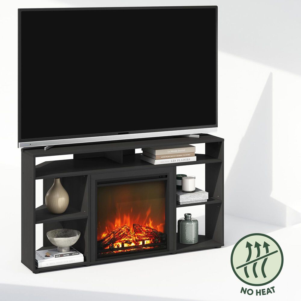 HOMLUX 47" Conner TV Stand with No Heat Electric Fireplace and 6 Open Shelves in Americano, , large