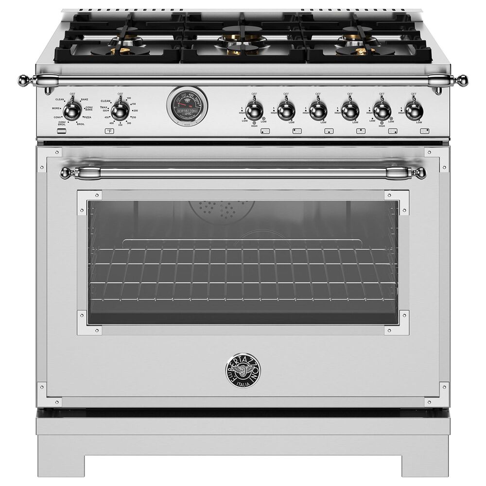 Bertazzoni Heritage 5.7 Cu. Ft. Freestanding Dual Fuel Range in Stainless Steel, , large