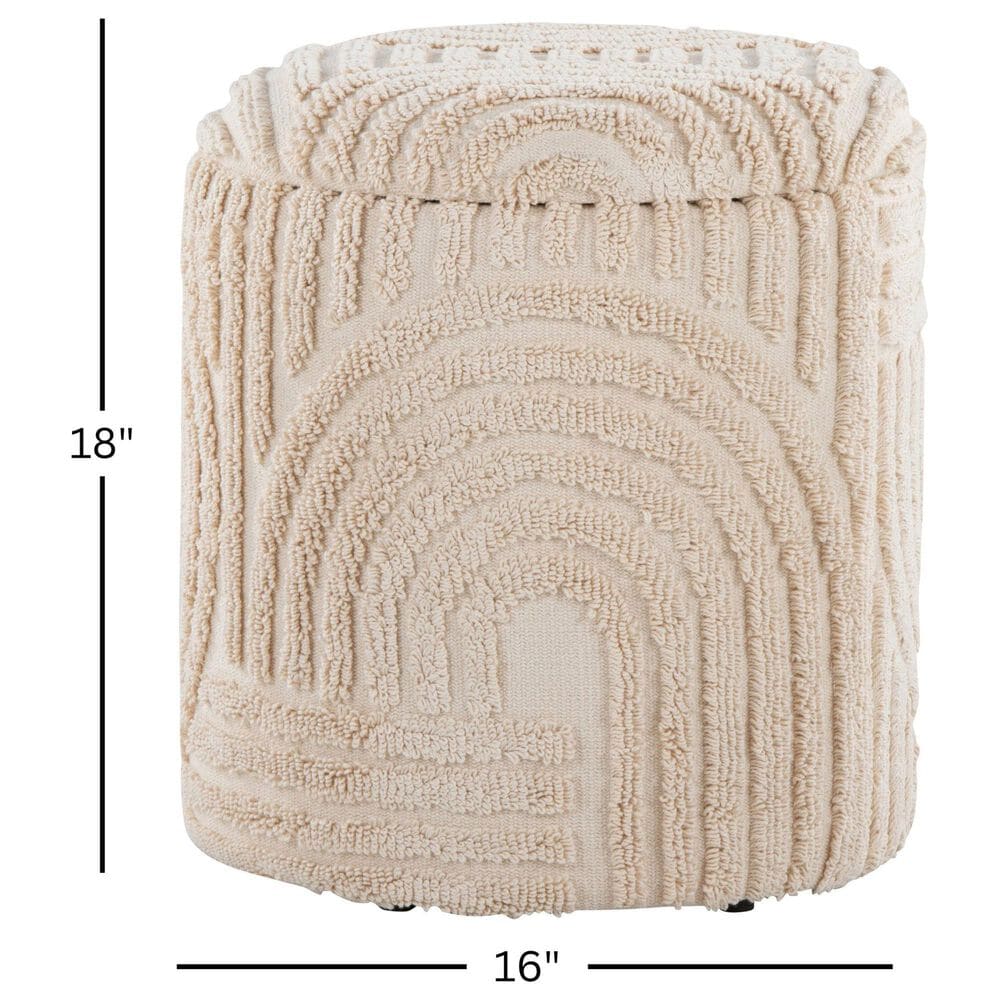 LumiSource Tahoe 18" Sand Storage Ottoman in Beige, , large