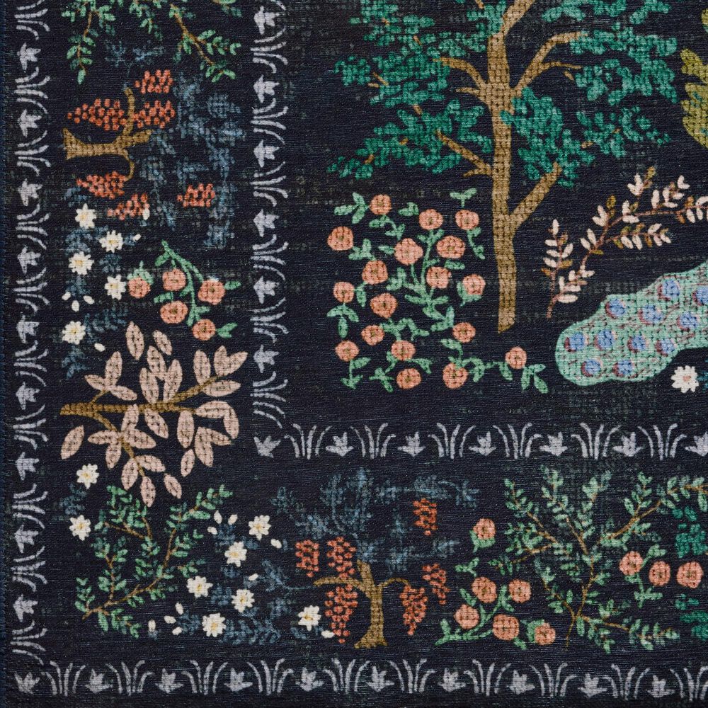 Loloi Canopy Peacock Forest Charcoal 5&#39; Round Area Rug, , large