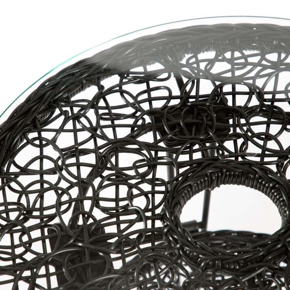 Furniture of America Serene 1-Shelf Glass Top Round Patio Coffee Table in Black, , large