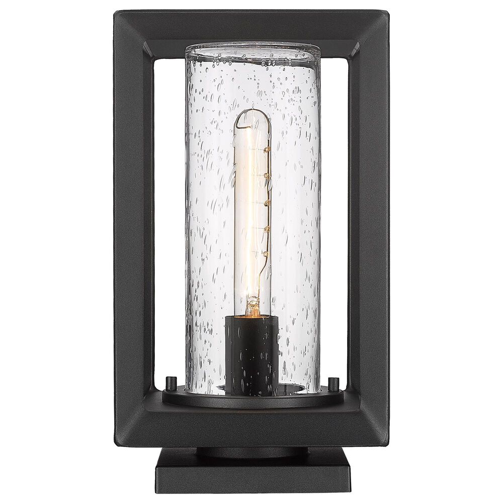 Golden Lighting Smyth 1-Light Outdoor Pier Mount with Seeded Glass Shade in Natural Black, , large